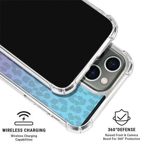 Cheetah Print Purple and Blue iPhone 16 Pro Max Clear Case